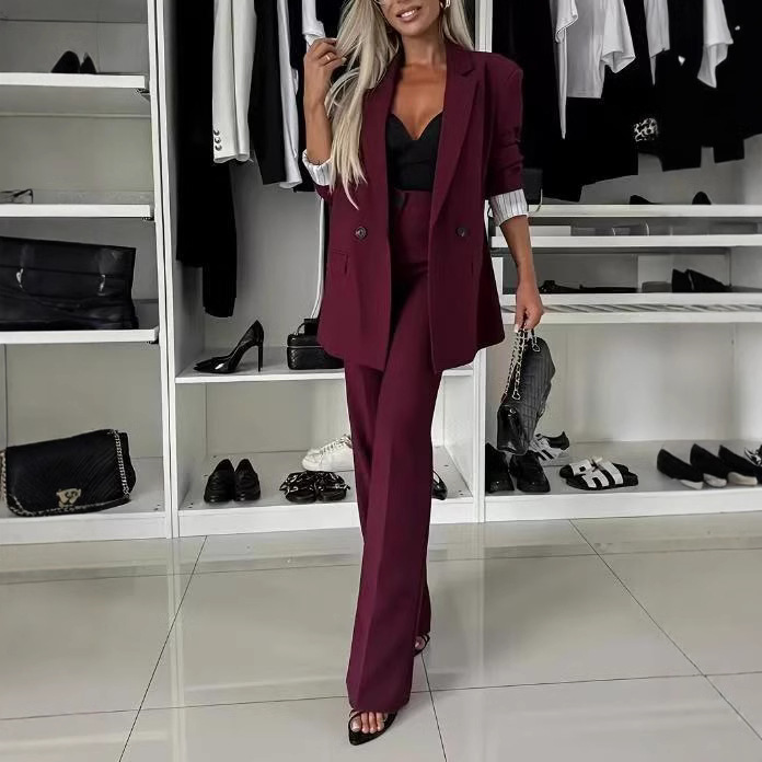 Women's Clothing Fashion Suits Casual Temperament Slim Wide Leg Suits Two Piece Suits