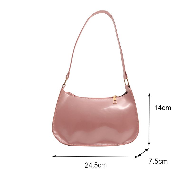Retro Einfarbig PU Leder Schulter Mode frauen Handtaschen Casual Designer Hobos Unterarm Tasche_voghion.com