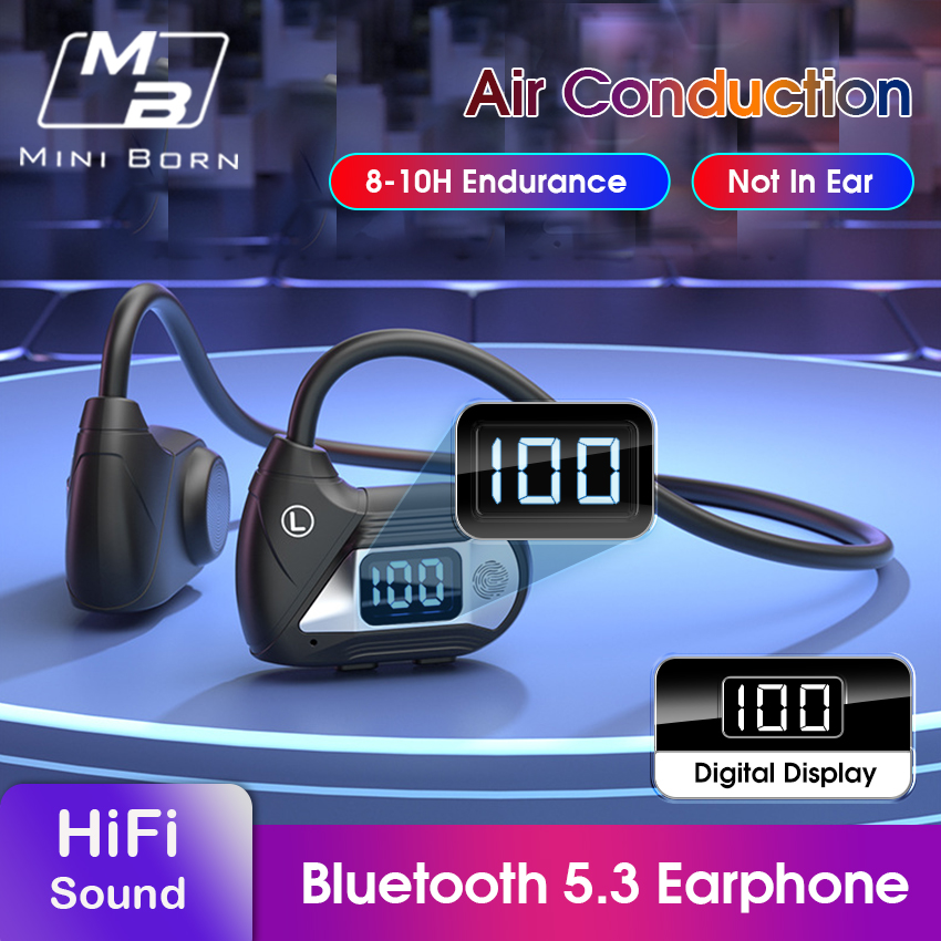 2024 Air Conduction LED Display Sport Headphones Wireless Bluetooth V5.3 Earphone Noise Cancelling Headsets Stereo Sound_voghion.com