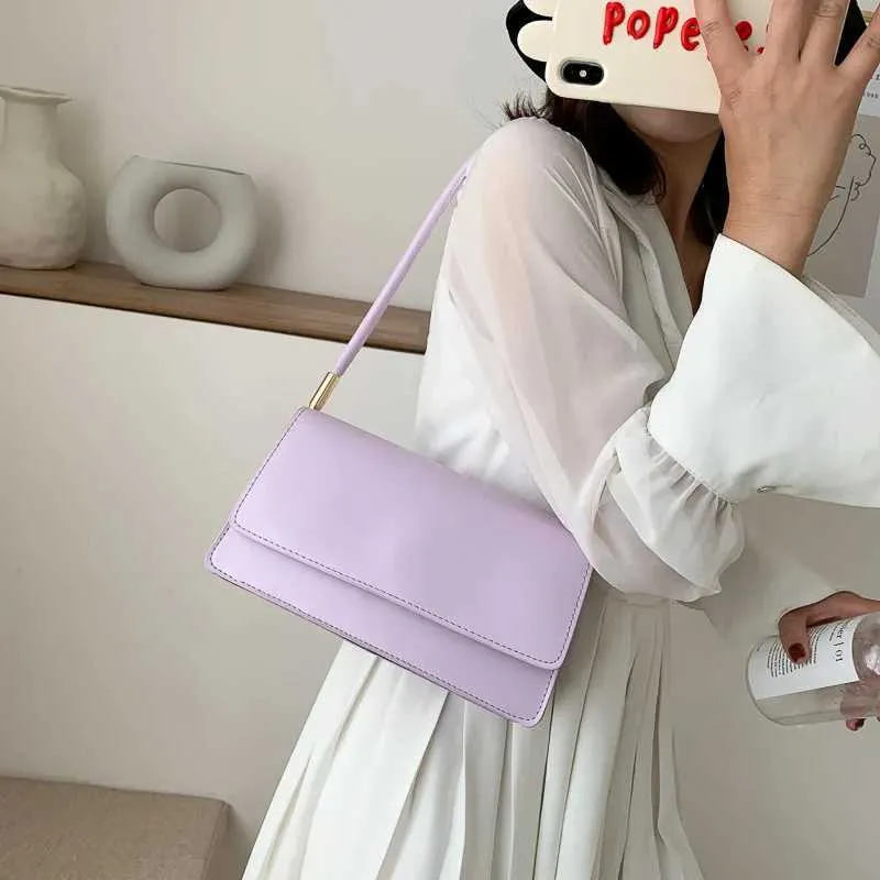 Designer Bag New simple shoulder PU leather armrest solid color womens handbag casual girl small square bag Y241115_voghion.com