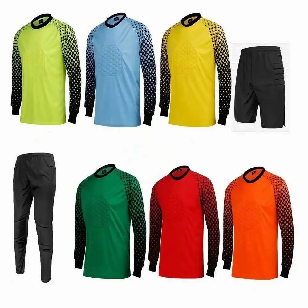 Conjunto de camisetas de portero de fútbol para adultos y niños, uniforme de fútbol para niños y hombres, camisa y pantalones de portero con protección de esponja_voghion.com
