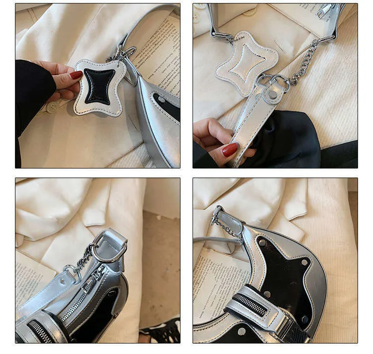 Y2k Shoulder Premium Pu Leather Mixed Color Rivet Fashion Handbag Retro Designer Women's Wallet Street Dressing Bag_voghion.com
