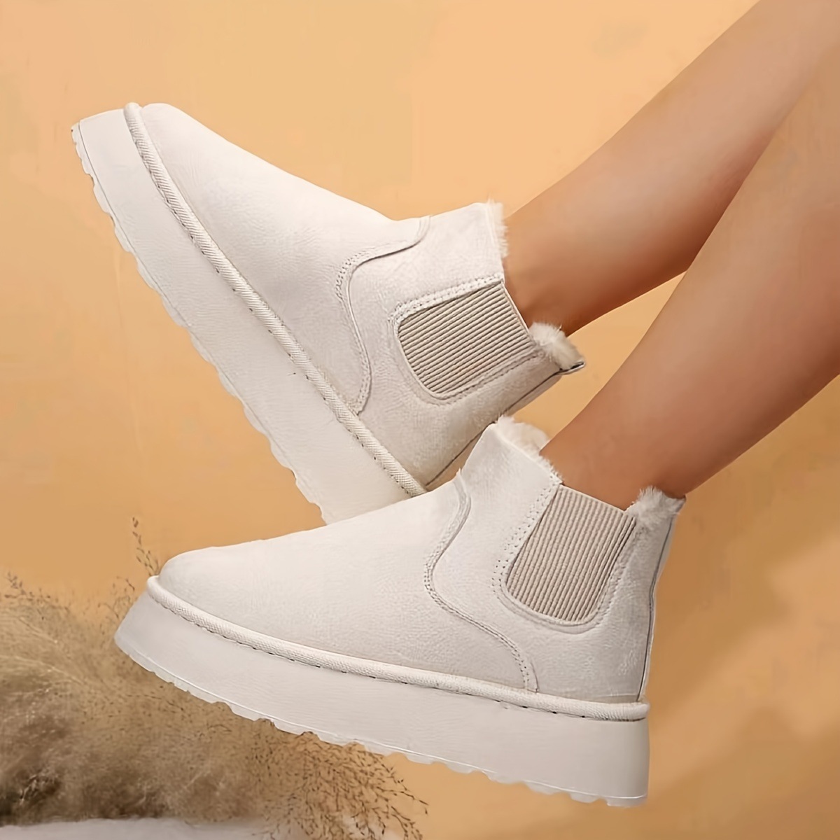 Women's platform snow boots in cotton shoes with wool round toe cotton boots