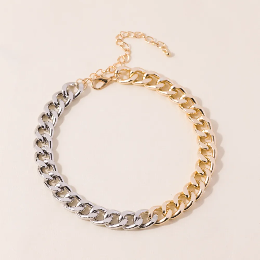 Kettingen Vintage Maaltijd Splicing Link Chunky Ketting Ketting Op De Nek Eenvoudige Mode Korte Choker Kraag Punk Sieraden_voghion.com