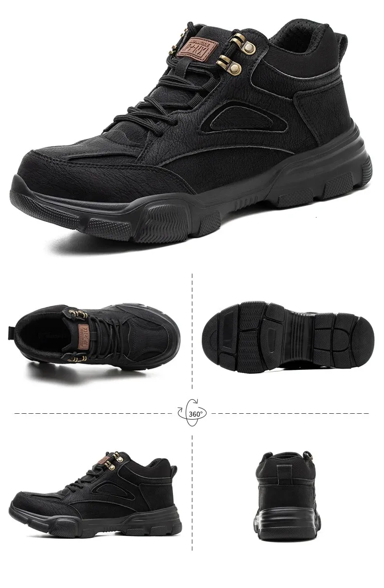 Chaussures de sécurité pour hommes avec embout en acier, amortissant les chocs et résistant à la perforation, style industriel 241205_voghion.com