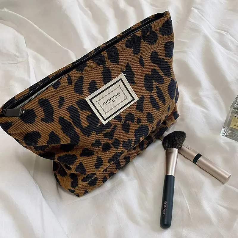 Organizer per WC in velluto a coste con stampa leopardata, borsa porta trucchi da donna Y241023_voghion.com