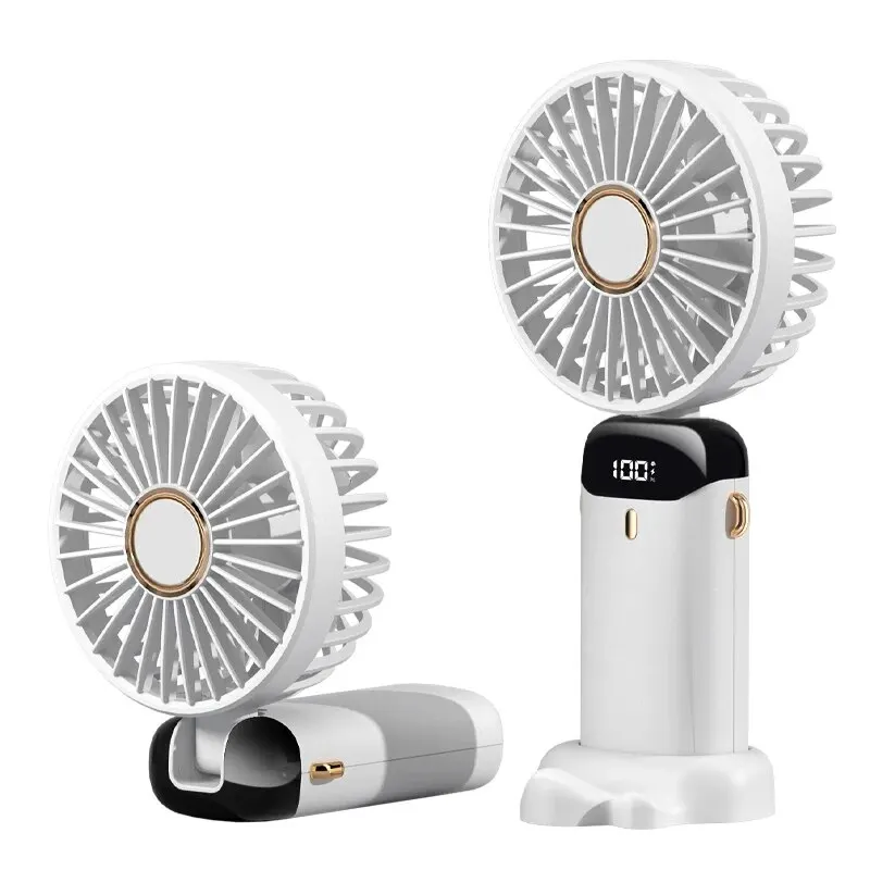 Portable Handheld Fan Rechargeable Usb With Phone Stand 5 Speed_voghion.com