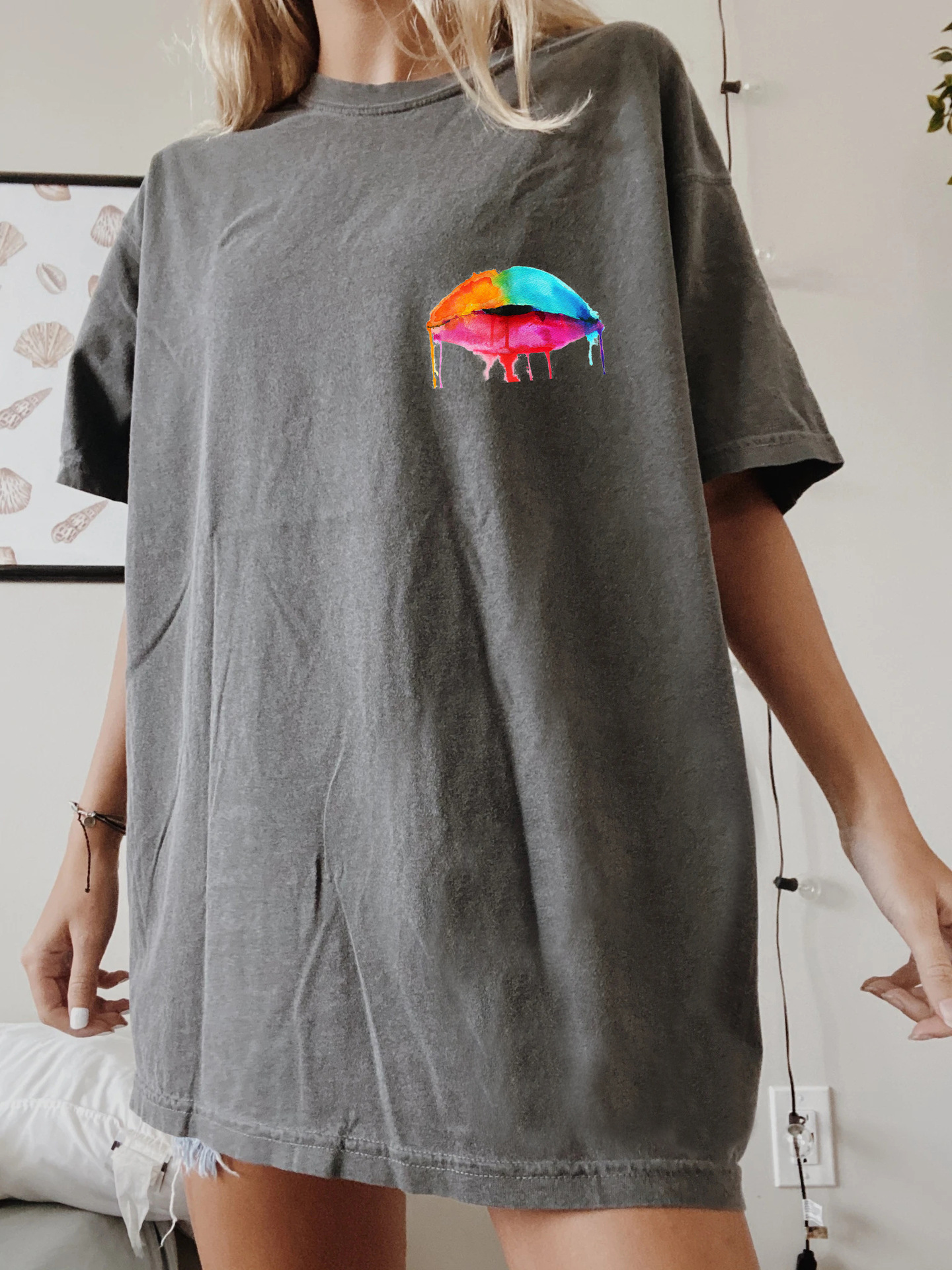 Maglietta con stampa di strada a bocca piccola, pullover largo da donna_voghion.com