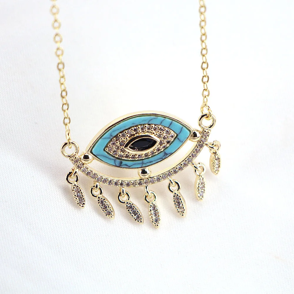 Chais 5 pezzi rame bianco zirconia cubica occhio collana pedat oro chai rosso blu nero smaltato turco collares gioielli boho per_voghion.com