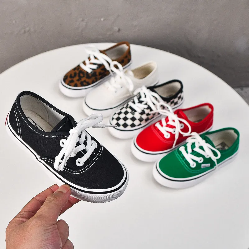 Kids Leopard Canvas Toddler Boys Girls White Sport Kidsnest Casual Children Sneakers Soft Sole Flat School Board Shoes_voghion.com