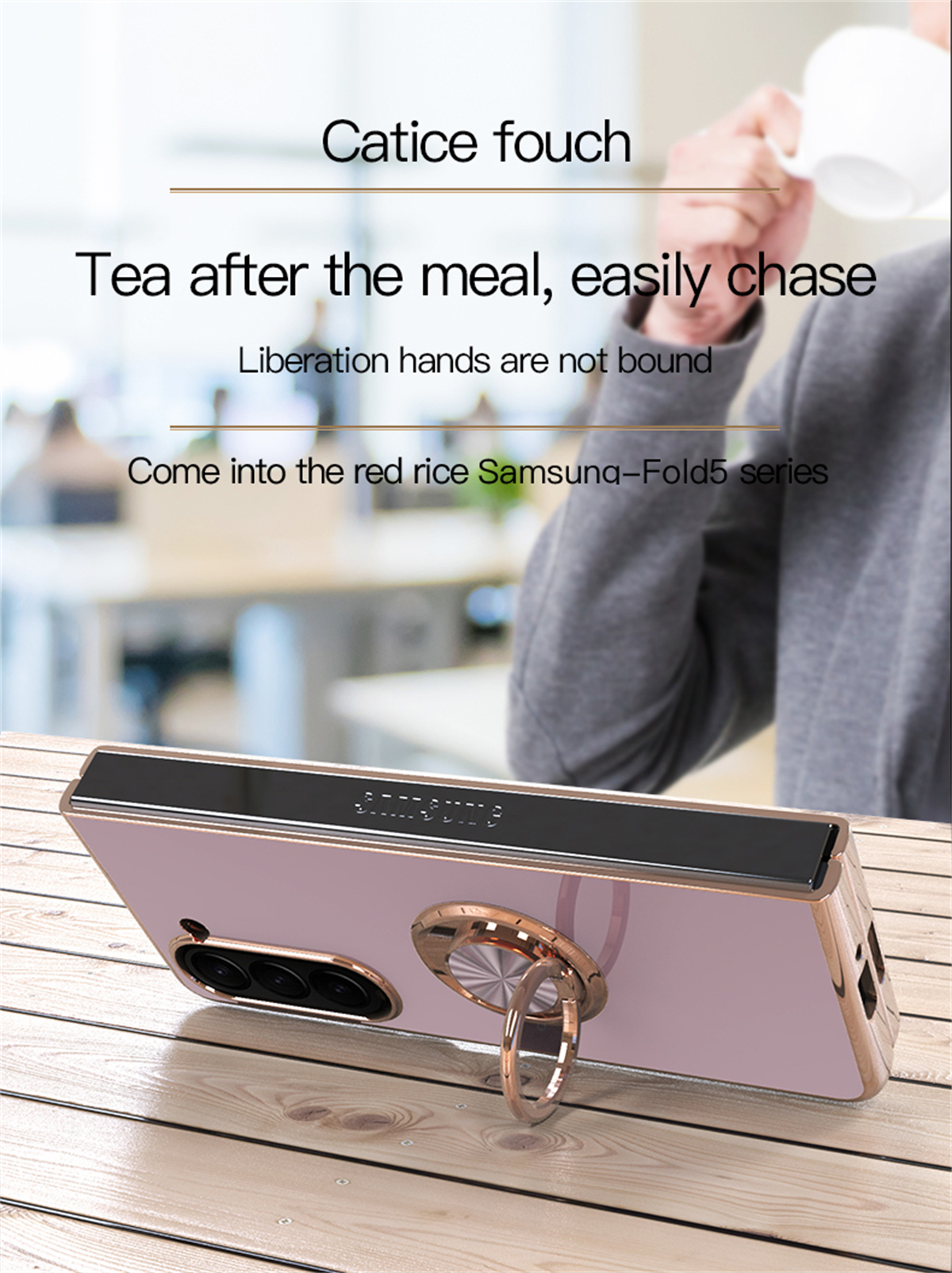 Shockproof Plating Ring Holder Phone Case For Samsung Galaxy Z Fold 5 4 Protective Cover Stand Back Shell Capa Funda_voghion.com