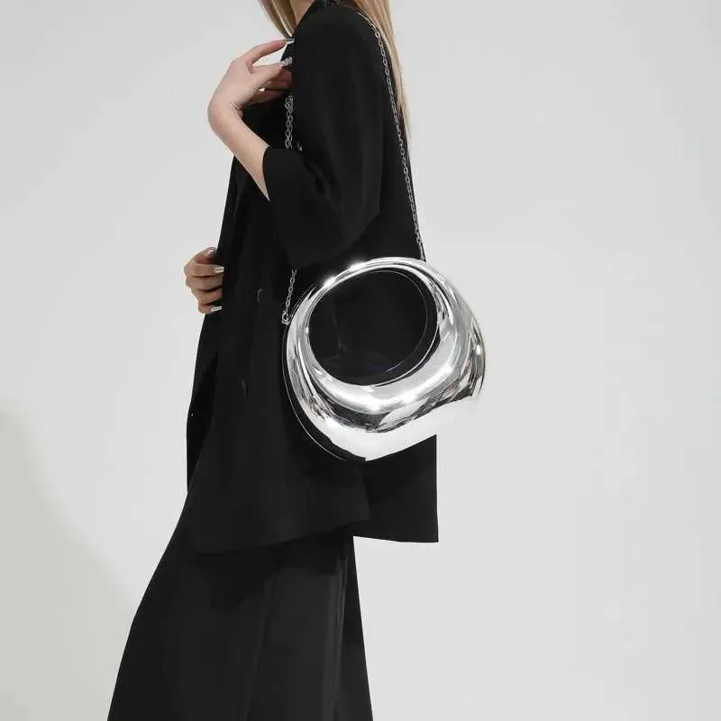 Žene zlatne akrilne polumjesečaste torbe s polumjesecom, okrugle ručke, PVC torbe za zglob, personalizirane torbe_voghion.com