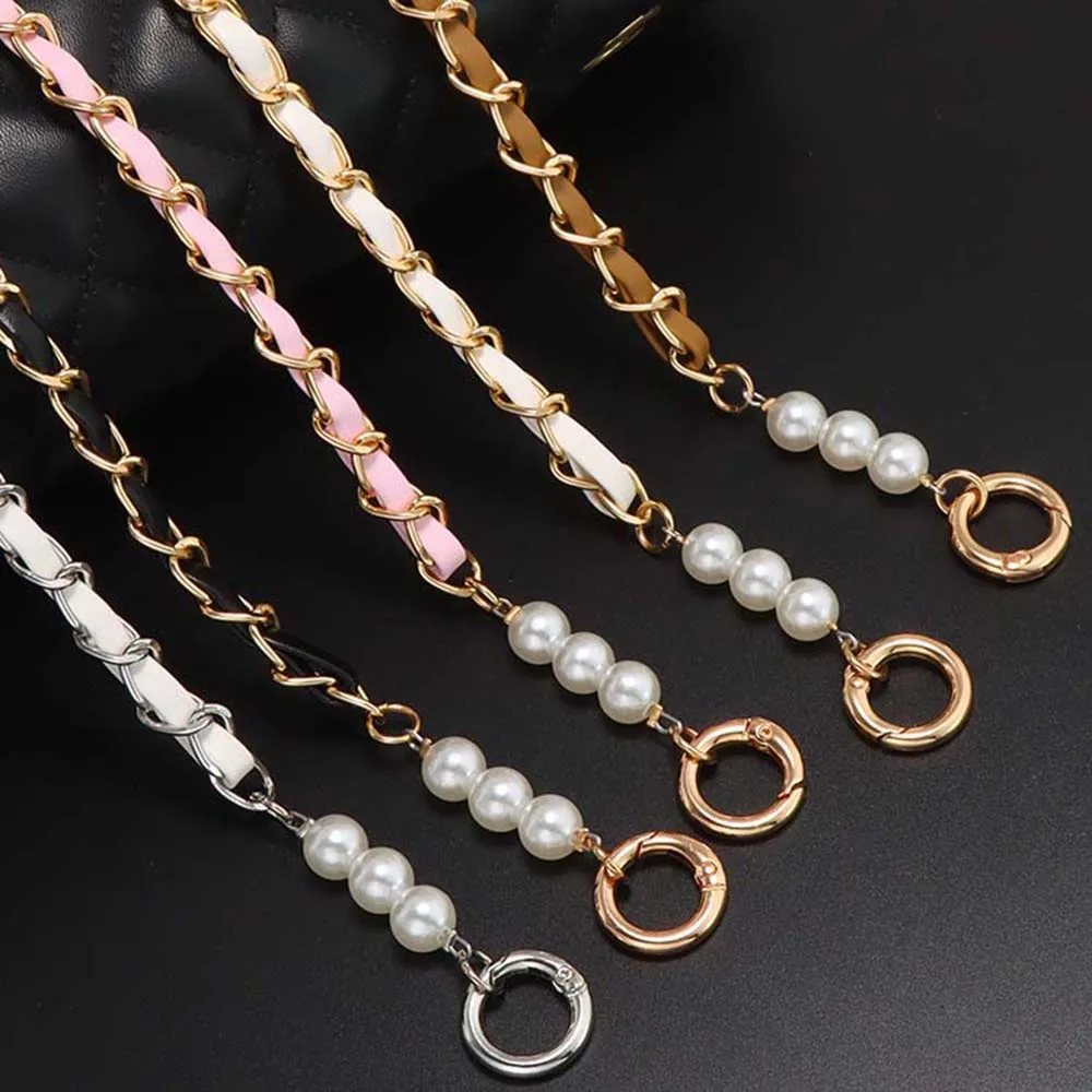 1Pc 42cm PU Leather+Metal Chain For Handbag Women Fashion Wrist Strap Phone Lanyard DIY Replacement Purse Handles Bag_voghion.com