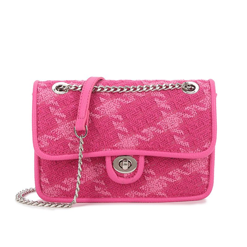 Stil High-End-Textur Nischendesign Schloss Wolldiamantkette kleine quadratische Tasche Schulter Crossbody Handtasche_voghion.com