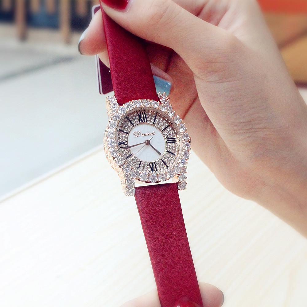 Quality DIMINI Fashion New Women's Watch Zircon Quartz Waterproof True Belt Set with Diamond_voghion.com
