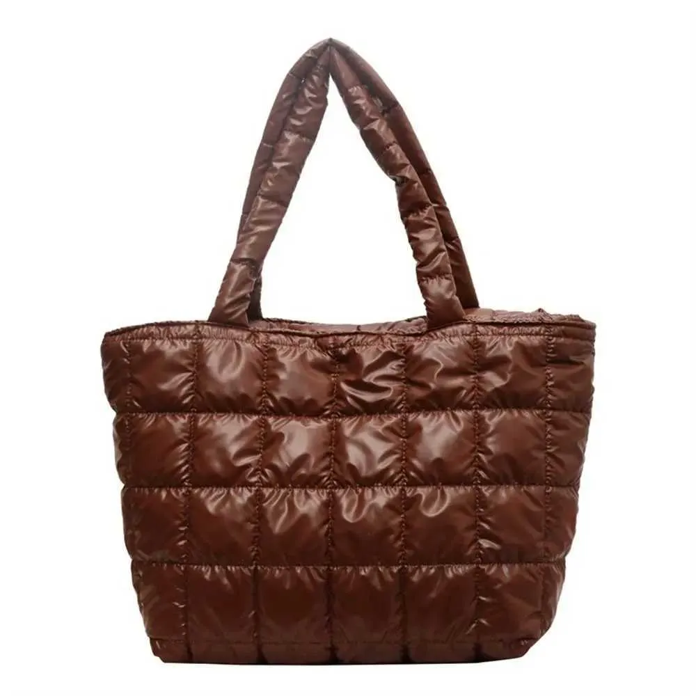 Quilted Puffy Tote Bag For Women Large Capacity Padded Shoulder_voghion.com