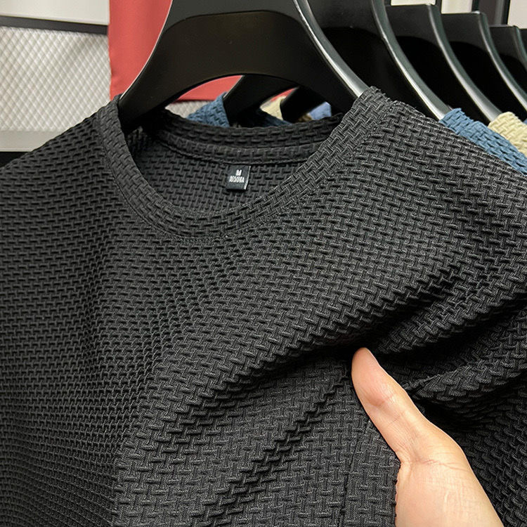 Men's Clothing  Source manufacturer thin bamboo ice silk t-shirt men's short-sleeved summer elastic slim comfortable cool top short-sleeved t-shirt_voghion.com