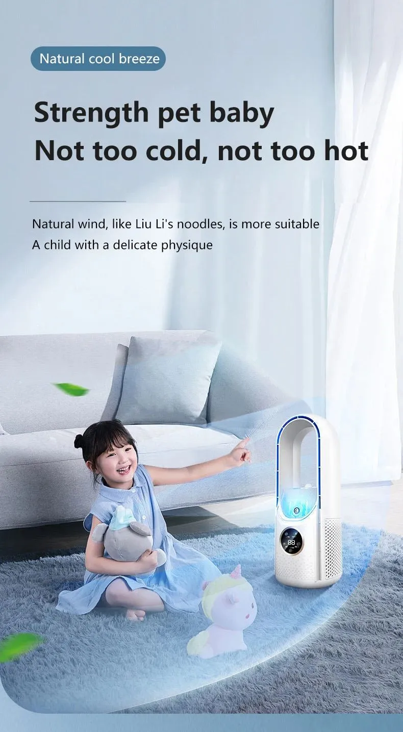 Portable USB Cooler Leafless Electric 6 Speed Silent Timer Air Conditioner Cooling Humidifier Conditioning Fan_voghion.com