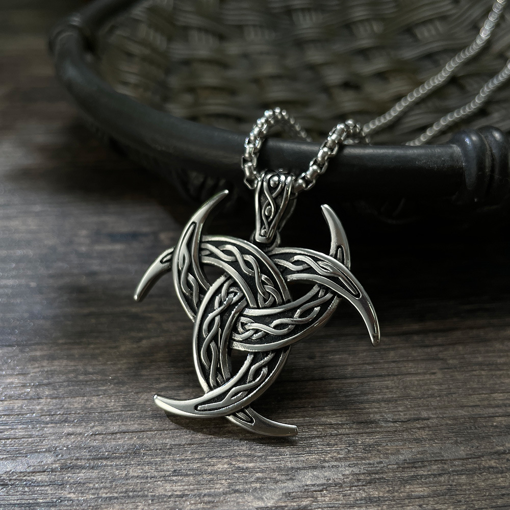 Pánský náhrdelník z nerezové oceli s keltským uzlem a vikingským přívěskem_voghion.com