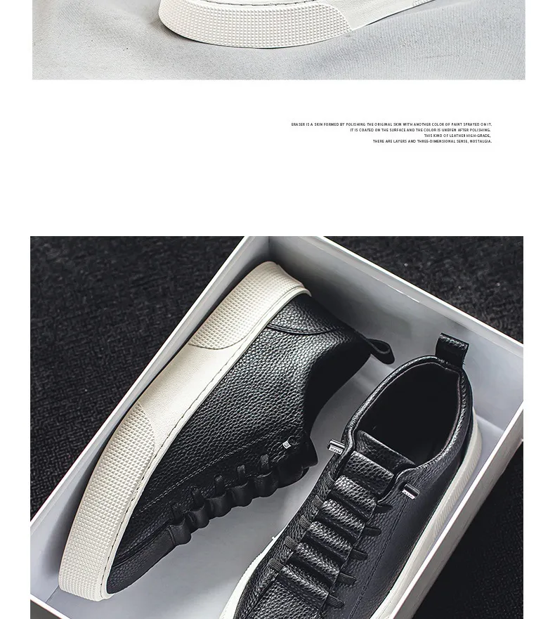 Uomo Classiche Sneakers Bianche Casual Morbide in Pelle con Lacci Moda Uomo Scarpe da Passeggio all'Aperto Scarpe da Ginnastica Maschili_voghion.com