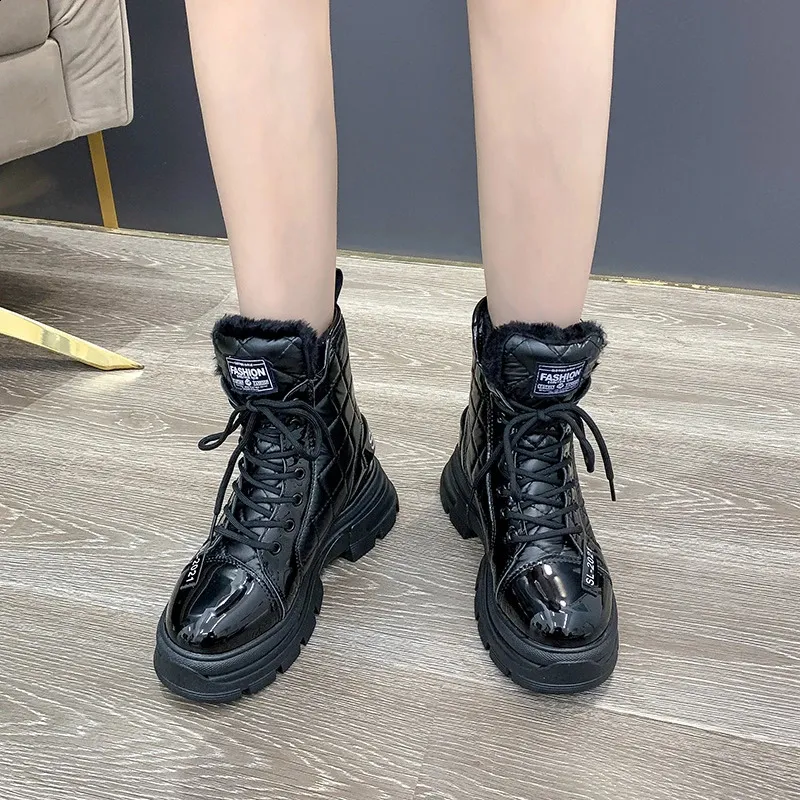 Snow Platform Warm Ankle Boots For Women Waterproof Fur Lined_voghion.com
