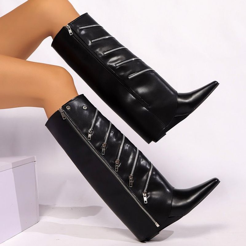 2024 Herfst Nieuwe Grote Punk Donkere Subcultuur Veelzijdige Rits Broek Lange Buis Laarzen voor Vrouwen_voghion.com