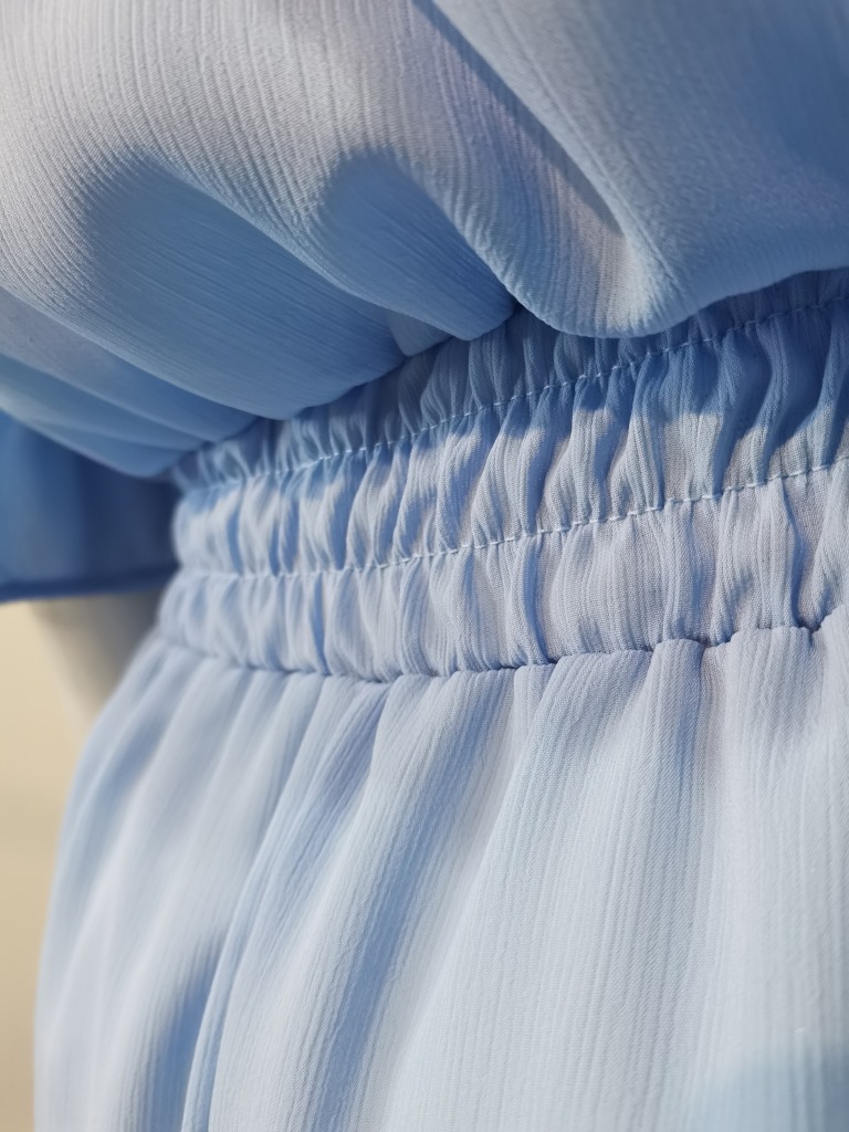 Kurzärmliger, lockerer, einfarbiger Chiffon-Overall für Damen_voghion.com