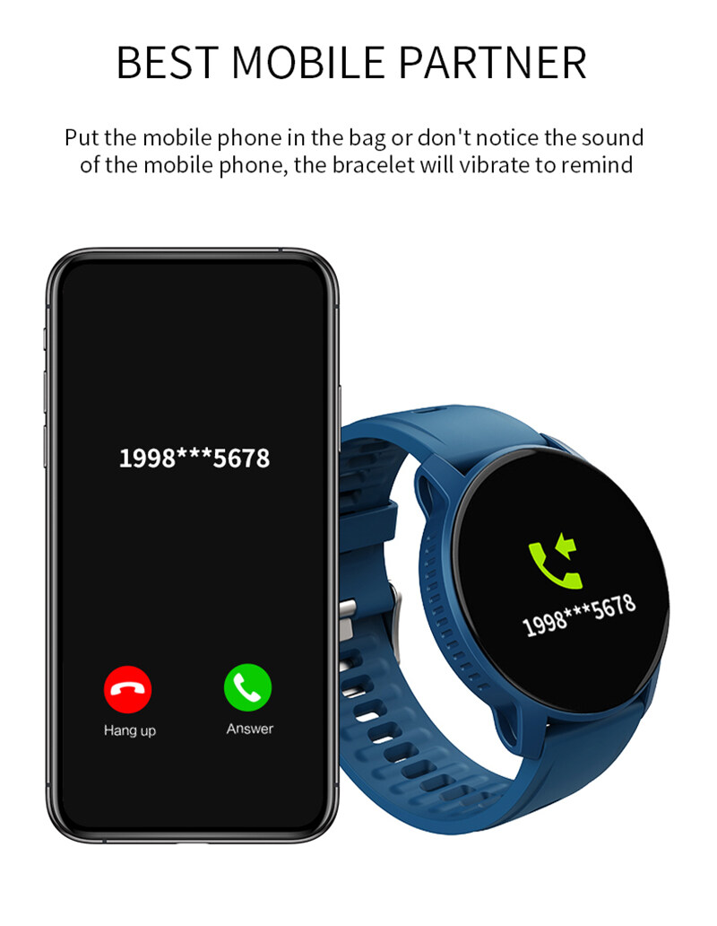 YUCI W9 2020 Bluetooth Round Smart Bracelet Women Men Smart Watch Sports Mode Sleep Time Monitor Heart Rate Monitor Touch Screen Waterproof Music Clo_voghion.com