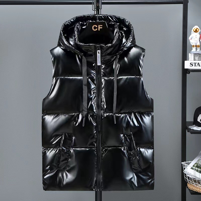 Men's Clothing New Coat Cotton Vest Men's Autumn And Winter Vest Thickened Warm Vest Korean Style Trendy Glossy Wash-Free Couple Cotton Vest