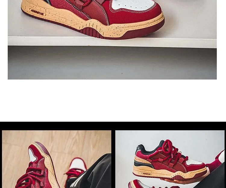 Modne, platformowe, retro, czerwone, uliczne, hip-hopowe buty męskie, trampki do skateboardingu, męskie, niskie, codzienne, sportowe buty sportowe 250310_voghion.com