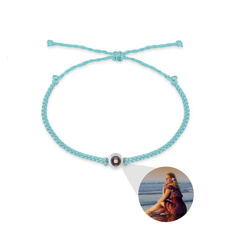 Pulseiras de projeção circular personalizadas Pulseira Po personalizada com joias memoriais de casal Presente para mulheres Homens 240710_voghion.com