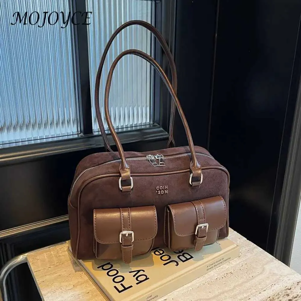 Women Retro Tote Handbag PU Leather Casual Multi-Pockets Fashion Underarm Bag Ladies Commute Ba241210_voghion.com