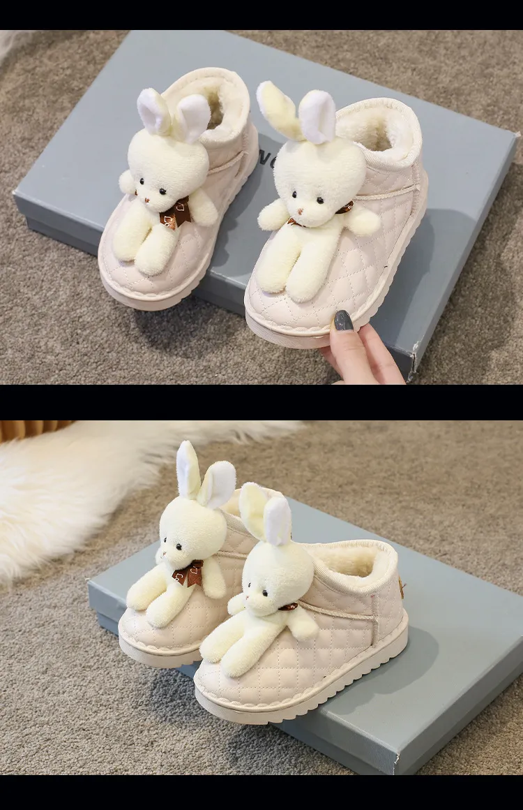 Winter Girls Plus Veet Warm Toddler Snow Cartoon Rabbit Cotton Children Ankle Boots Non-slip Causal Shoes Sizes US 8C-4Y_desvips.com