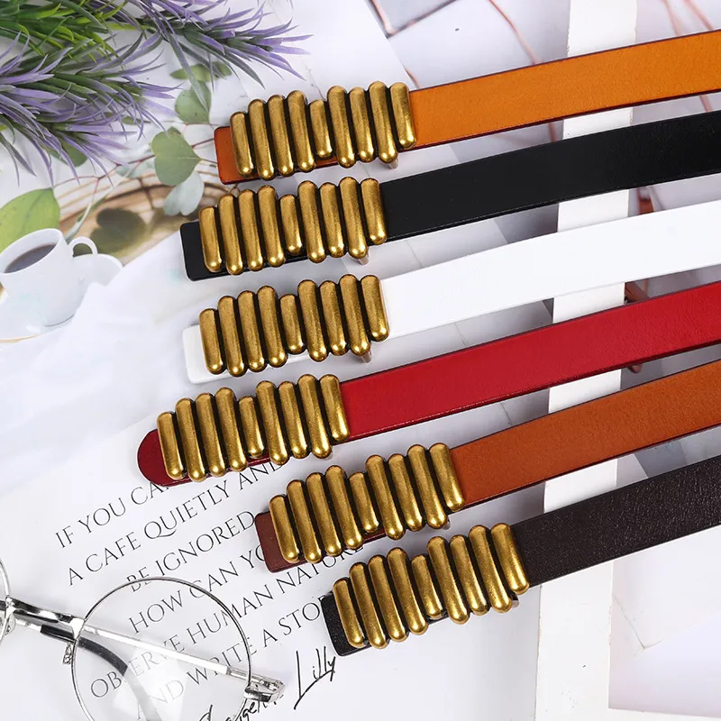 2022 Damen Designer Breite 2,3 CM Rindsleder Schlank Klassischer Damen Taillengürtel Mädchen Kleid Gürtel_voghion.com