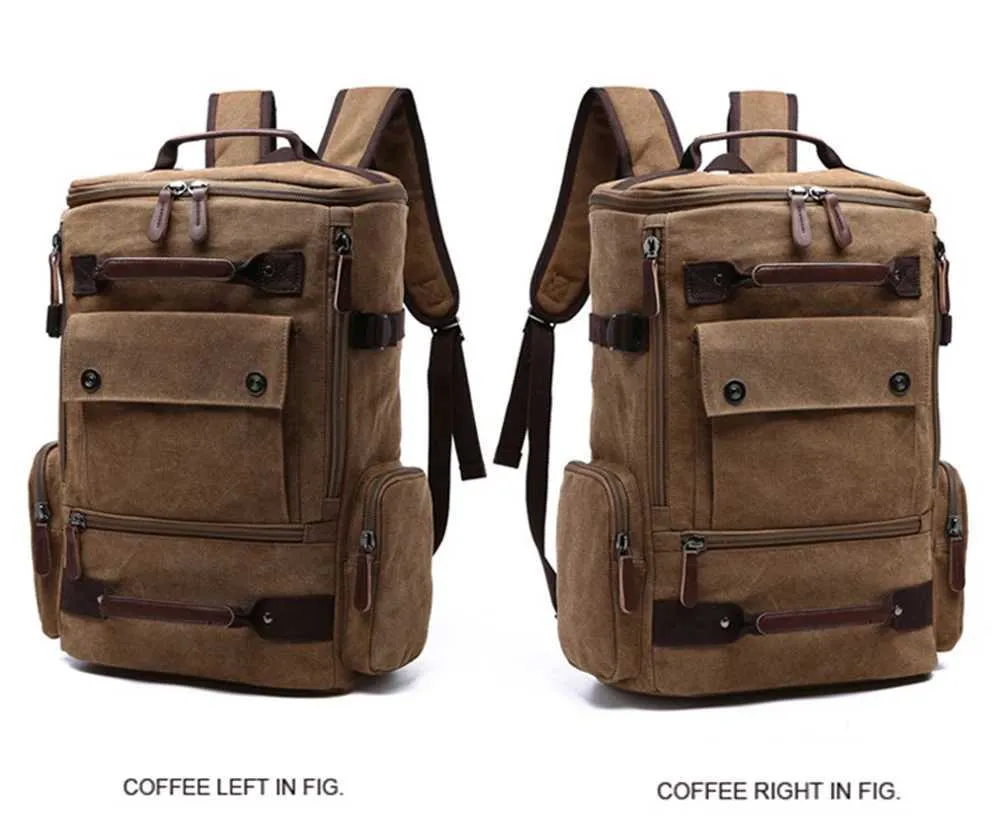 Vintage Canvas Backpack For Men Travel Laptop Rucksack Large_voghion.com