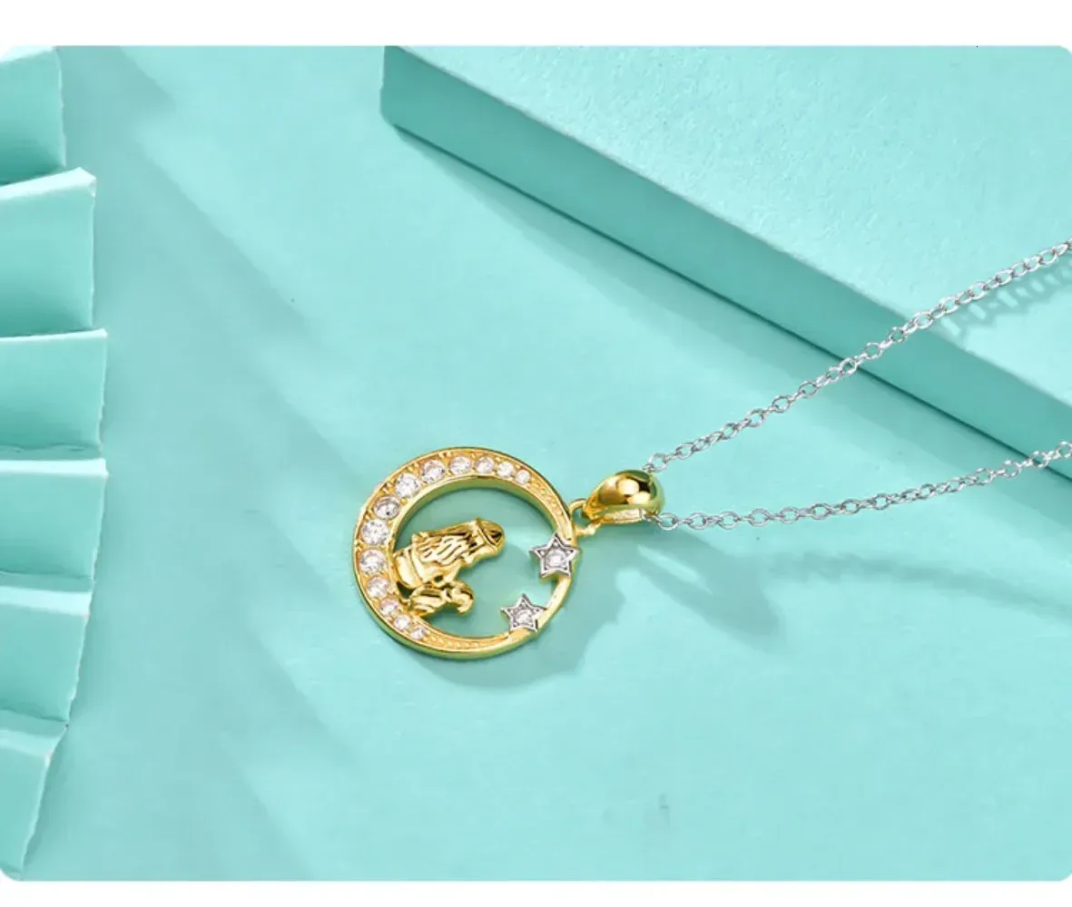Mom And Baby Zircon Pendant Necklace In Sterling Silver Gold Tone_voghion.com