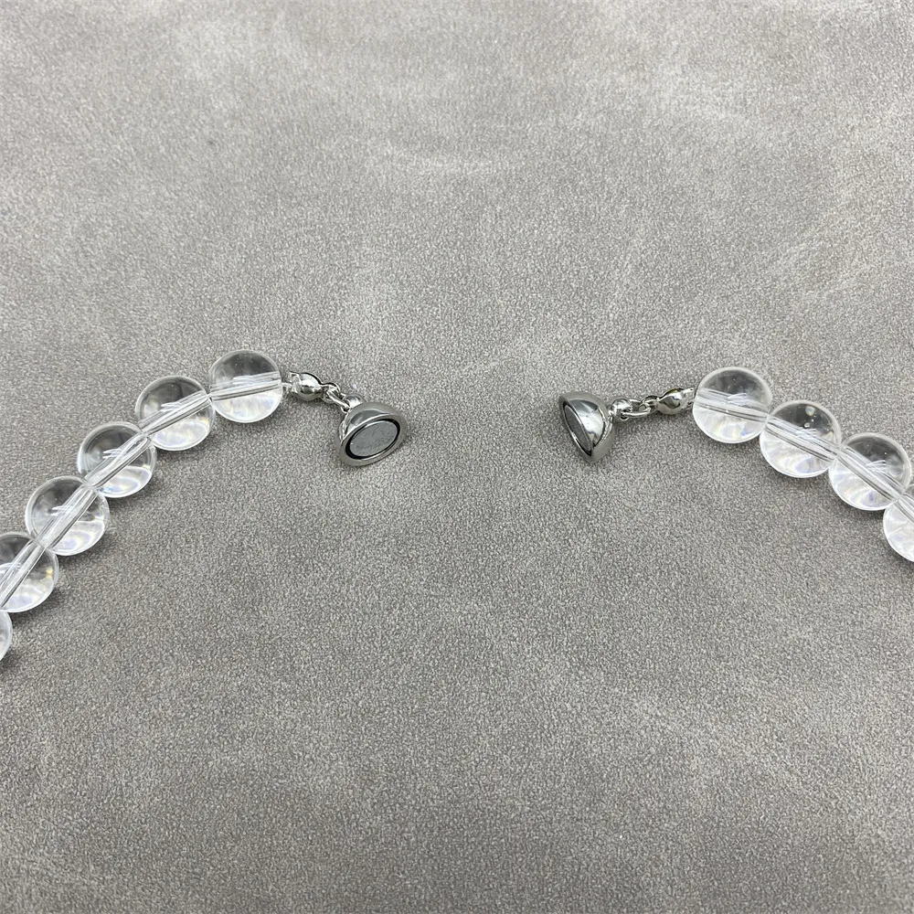 Ketten Huanzhi Transparente natürliche Kristallsteinperlen Halskette für Frauen Magnetschnalle Kette Schlüsselbein Choker_voghion.com