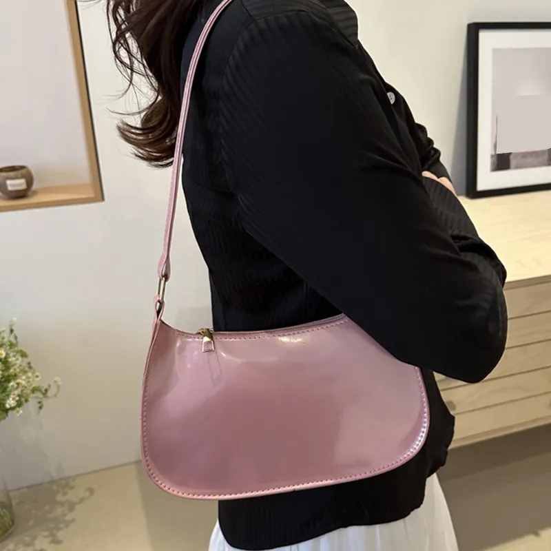 Borsa a tracolla da donna in pelle PU tinta unita retrò, borse alla moda, borse casual hobo e borsette da donna_voghion.com
