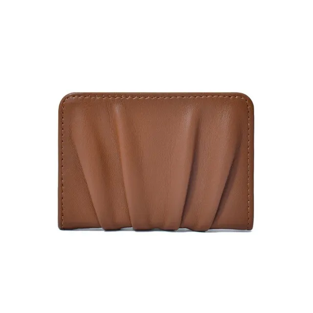 New Wrinkled Bag Anti Thief Solid Color Card Case Ultrathin PU Leather Short Purse Woman_voghion.com