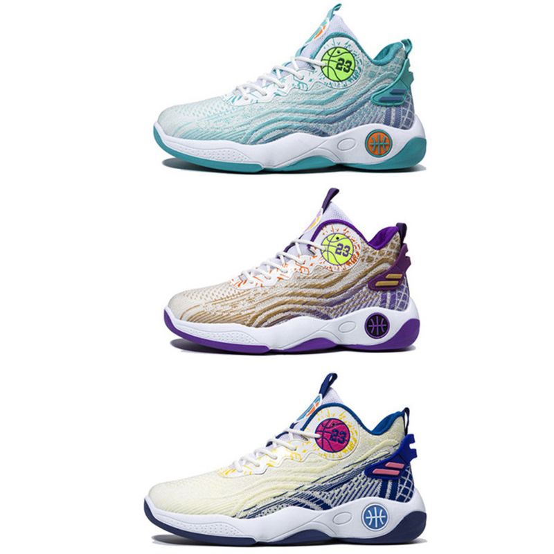 Neue Herren Frühjahr/Sommer Atmungsaktives Mesh Modische Flyknit Casual Jugend Basketball Dicke Sohle Laufsportschuhe_voghion.com