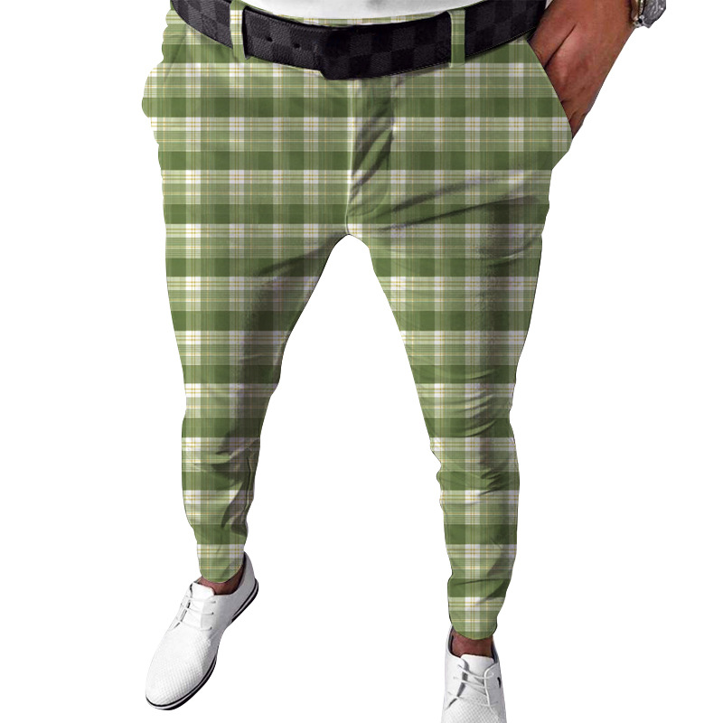 pantaloni da uomo pantaloni slim scozzesi stampati in 3D pantaloni dritti da uomo_voghion.com