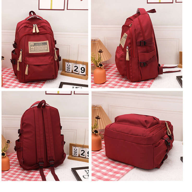 Koreanische Version der Studentinnen Große Kapazität Einfache Einfarbige Rucksäcke_voghion.com