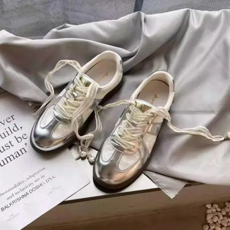 Size 35-40 Real LeatherSatin Surface Women Casual Sneakers Breath Tennis Athletic Flats Low Heels Lace-Up Spring Hike_voghion.com