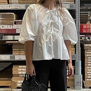 Women's Clothing Sweet Casual Strap Round Neck Puff Sleeve Versatile Shirt