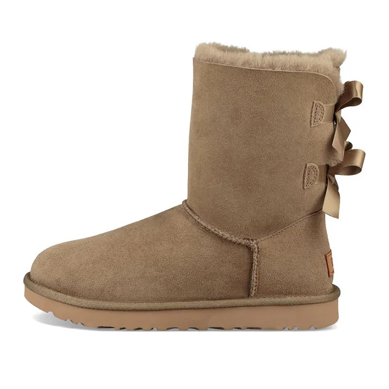 Boots Australia Designer Womens Girls Ankle Winter Snow Boot Slip-On fur Leather Ladies Booties Bailey Bow Chesut Black_voghion.com