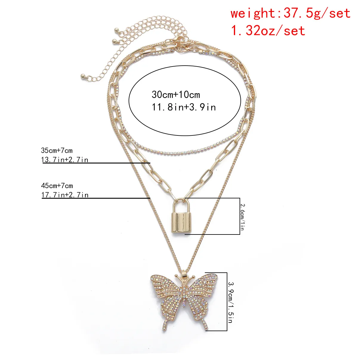 Iced Out Chains Κολιέ με πεταλούδα χρυσό Γυναικείο Link Κρεμαστό μενταγιόν με κρύσταλλο Rhinestone Κλειδαριά για ζώα_voghion.com