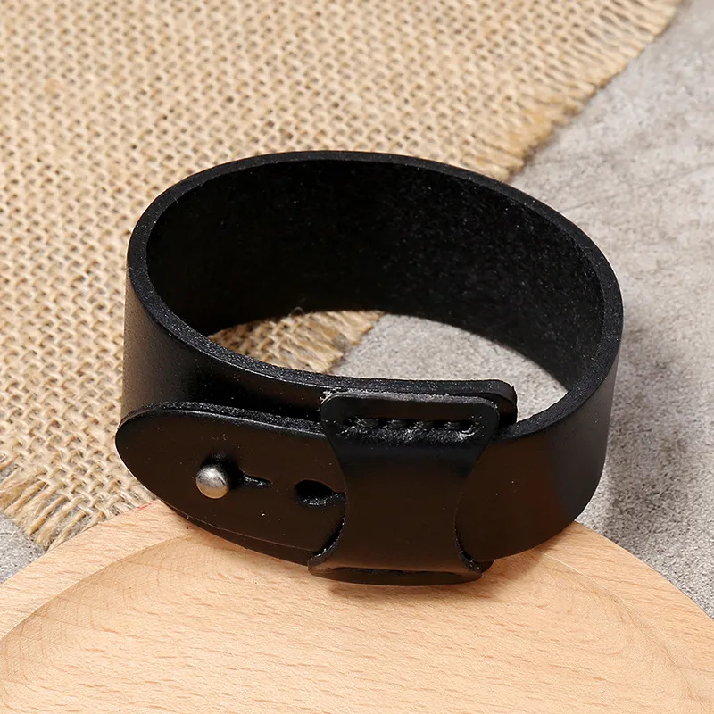 Bangle Vintage Genuine Leather Wide Cuff Men's Bracelet Punk Hiphop Ornament Male Wristband Jewelry Accessories Gift_voghion.com