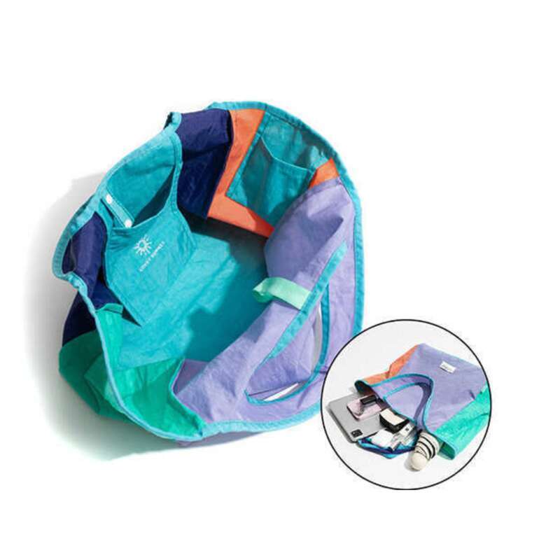 Canvas Handbag New Colorblocking Tote Folding Shoulder Bag_voghion.com