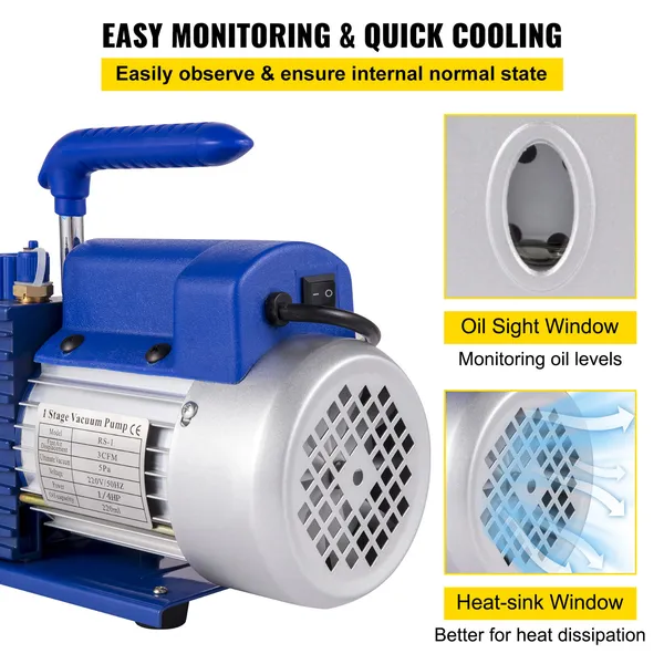 Vacuum Pump For Refrigeration Maintenance 1 Stage Tool Parts_voghion.com