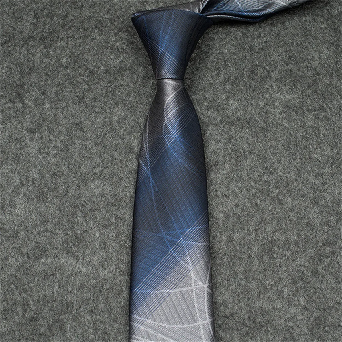 Cravatta per adulti nuova di zecca, in seta nera e blu, jacquard intrecciata a mano per uomo, casual e da lavoro, alla moda, a scatola_voghion.com